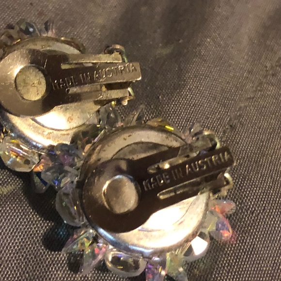 Vintage Austrian Crystal Clip-on Earrings - Picture 2 of 5
